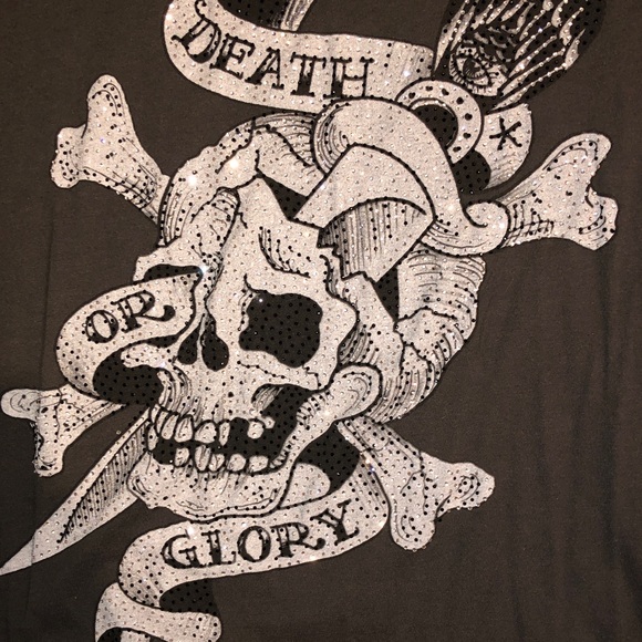 Ed Hardy Rhinestone Skull Tee - Picture 1 of 4